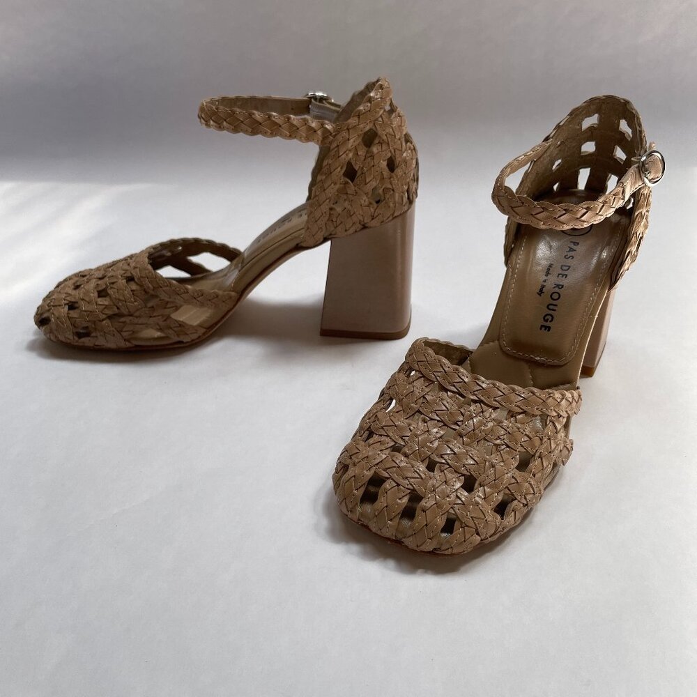 Pas De Rouge | Size 36 | Alba 3910 Tan Nappa Woven Heel | Cipria Glove | Tan